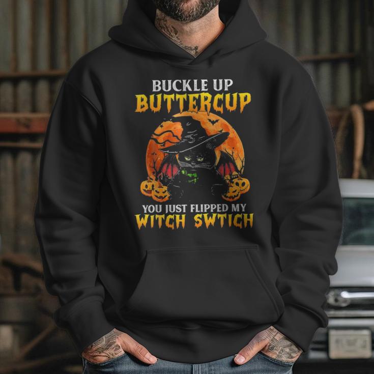 Halloween Cat Buckle Up Buttercup You Just Flipped Hoodie Gifts for Her