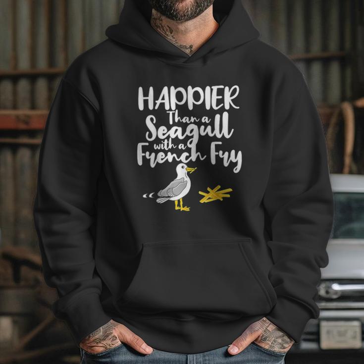 Happier Than A Seagull With A French Fry Funny Summer Hoodie Gifts for Her