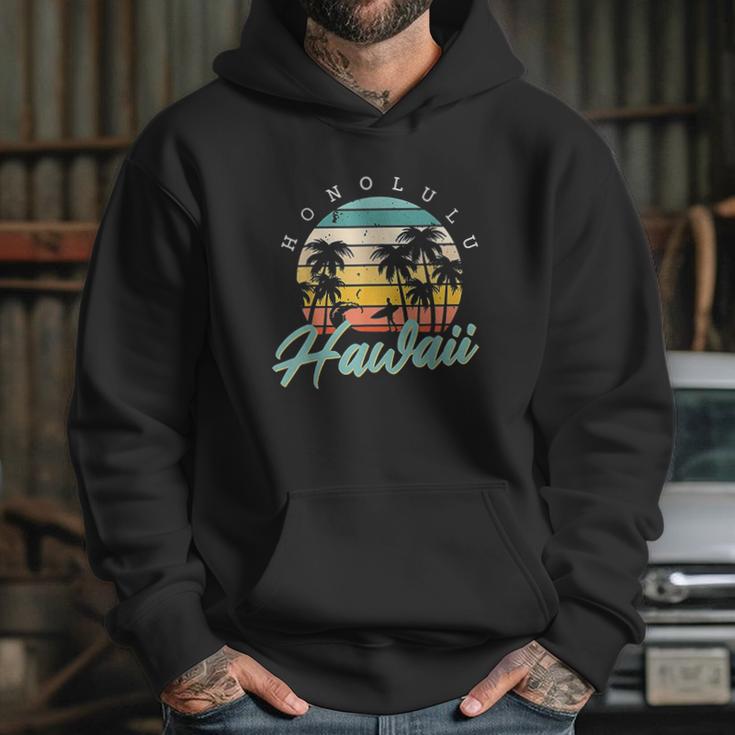 Honolulu Hawaii Aloha Hula Retro Vintage Sunset Summer Beach Hoodie Gifts for Her