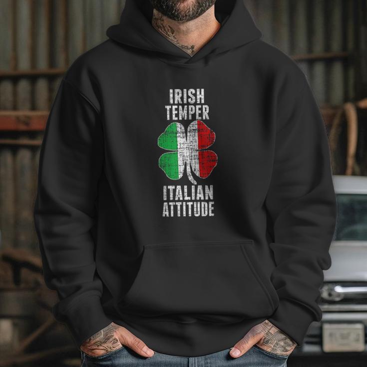 Irish Temper Italian Attitude St Patricks Shamrock Hoodie Gifts for Her