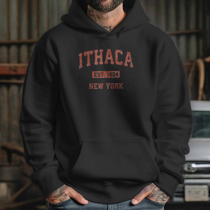 Ithaca New York Ny Vintage Athletic Sports Hoodie Gifts for Her