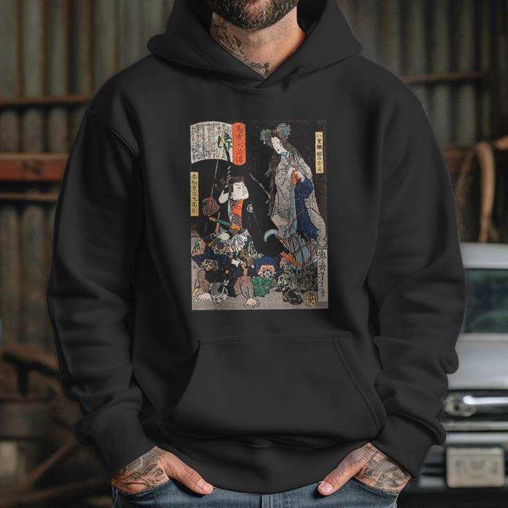 Japanese Retro Art Ninja Saving The Maiden Samurai Warrior Hoodie Gifts for Her