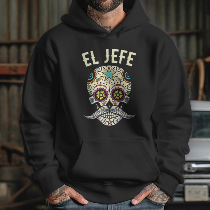 Jefe Men Mexican Boss Sugar Skull Day Of The Dead Hoodie Gifts for Her