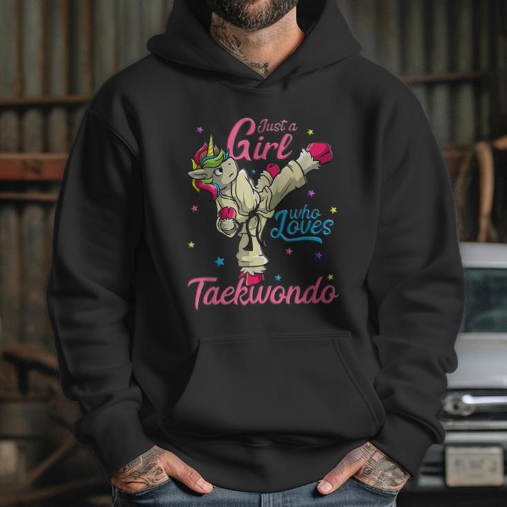 Just A Girl Who Loves Taekwondo Unicorn Tae Kwon Do Gift Graphic Design Printed Casual Daily Basic Hoodie Gifts for Her