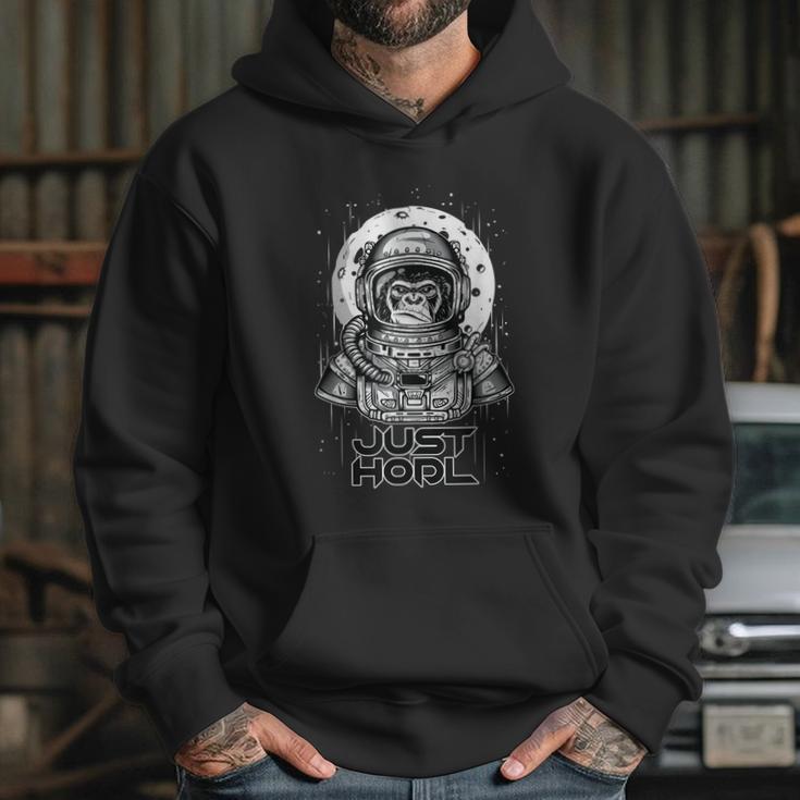 Just Hodl Funny Bitcoin Btc Crypto Ape To The Moon Graphic Design Printed Casual Daily Basic Hoodie Gifts for Her