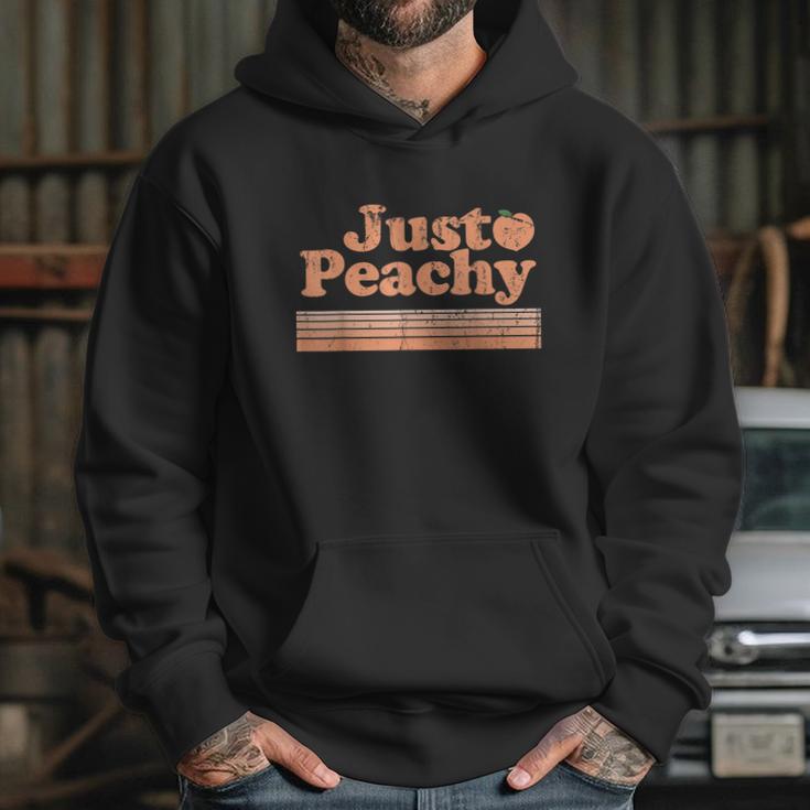 Just Peachy Retro 70S Georgia Peaches Summer Fruit Graphic Design Printed Casual Daily Basic Hoodie Gifts for Her