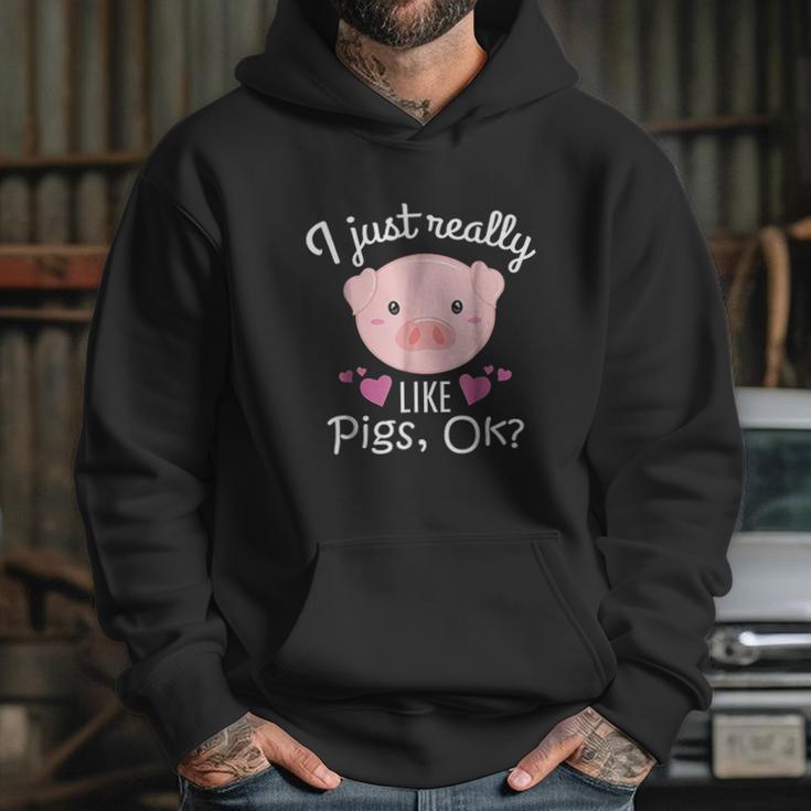 I Just Really Like Pigs Ok Cute Animal Piggy Hoodie Gifts for Her