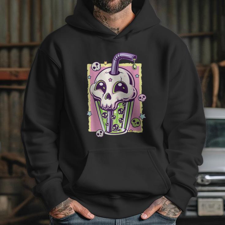 Kawaii Pastel Goth Creepy Skull Boba Bubble Tea Vaporwave Hoodie Gifts for Her