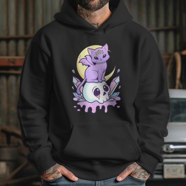 Kawaii Pastel Goth Cute Creepy Witchy Cat And Skull V5 Hoodie Gifts for Her