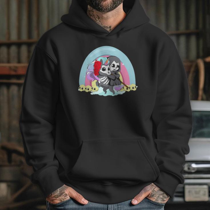 Kawaii Pastel Goth Unicorn And Grim Reaper Creepy Unicorn Hoodie Gifts for Her