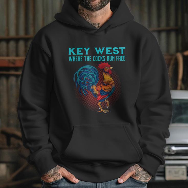 Key West Florida Where The Cocks Run Free Hoodie Gifts for Her