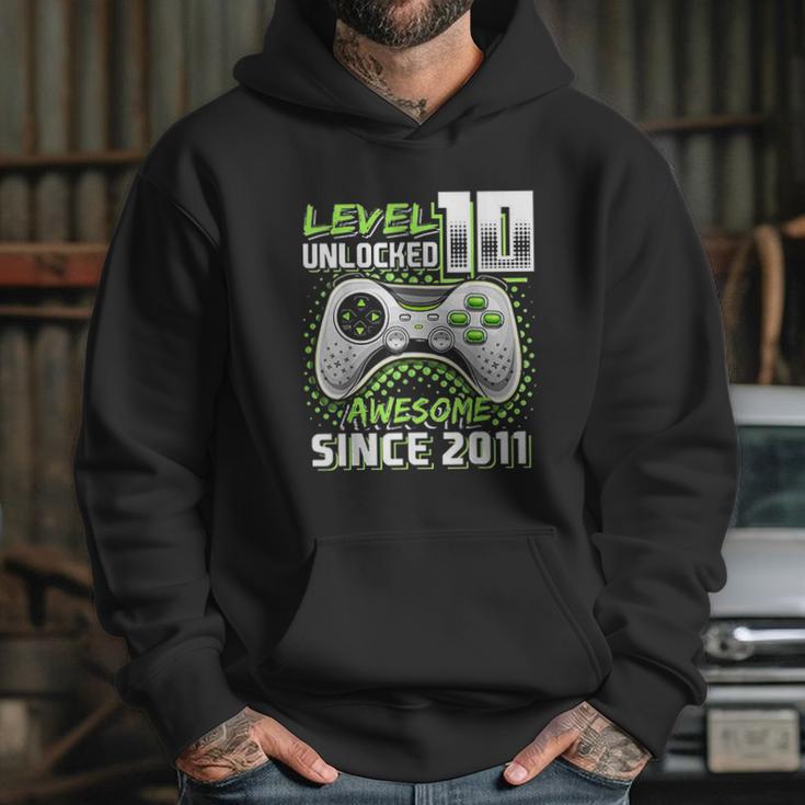 Level 10 Unlocked Awesome 2011 Video Game 10Th Birthday Gift Green Hoodie Gifts for Her