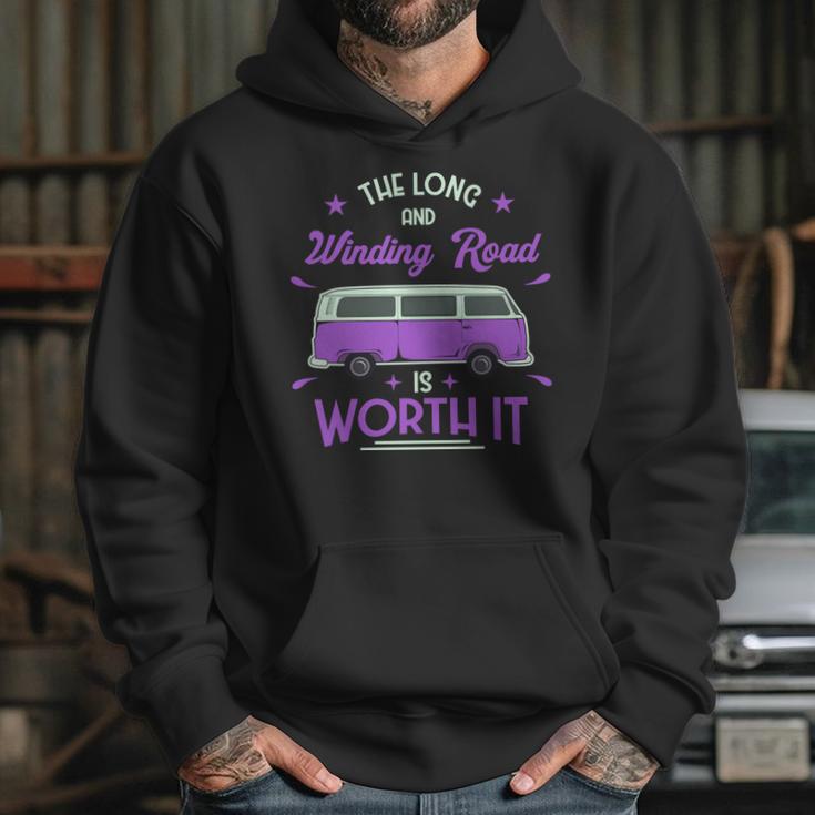 The Long And Winding Road Is Worth It Funny Purpil Van Camping Hoodie Gifts for Her