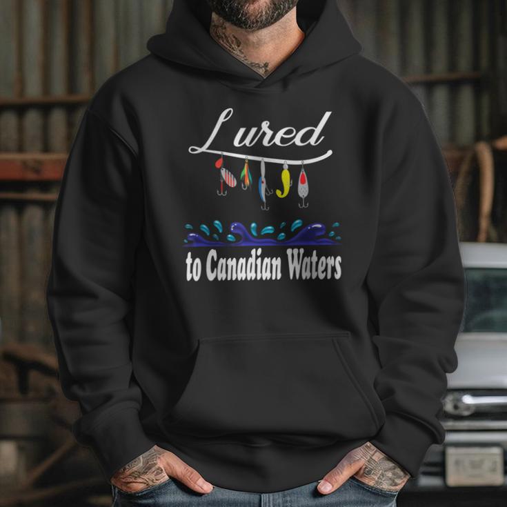 Lured To Canadian Waters Fishing Fisherman Hoodie Gifts for Her