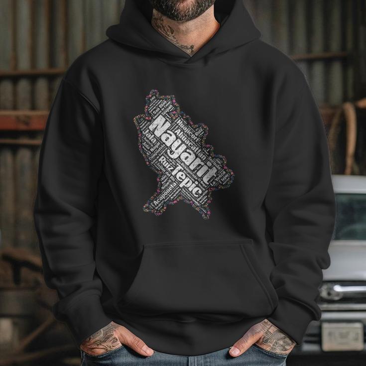 Mapa De Nayarit Mexico Y Municipios Flores Mexicanas Hoodie Gifts for Her