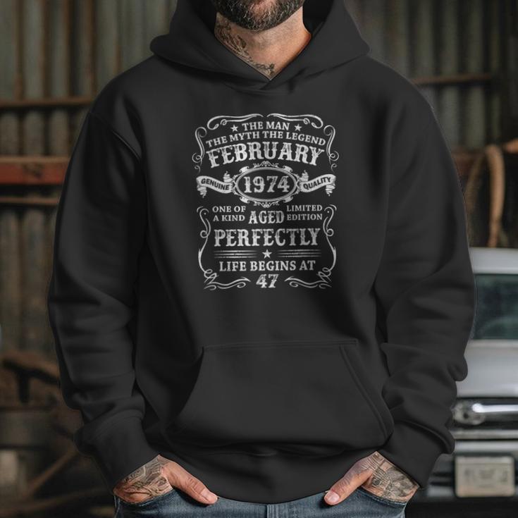 Mens 47 Years Old Birthday Gift The Man Myth Legend February 1974 Ver2 Hoodie Gifts for Her