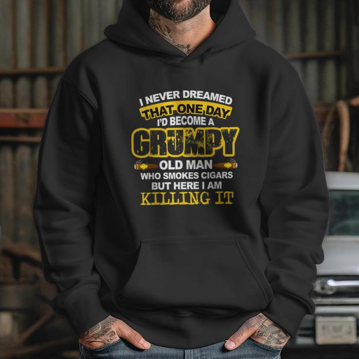 Mens A Grumpy Old Man Who Smokes CigarsCigar Lover Hoodie Gifts for Her