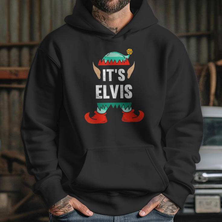 Mens Its Elvis Elf Personalized First Name Hoodie Gifts for Her