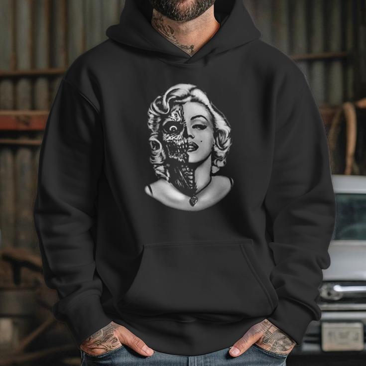 Mens Marilyn Monroe Half Skull Hoodie Gifts for Her