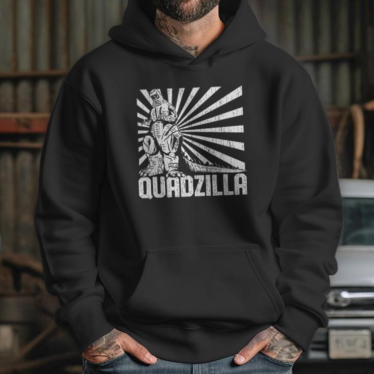 Mens Quadzilla Funny Gym Leg Day Hoodie Gifts for Her