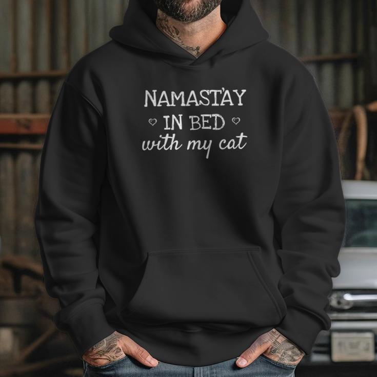 Namastay In Bed With My Cat Namaste Funny Parody Yoga Hoodie Gifts for Her