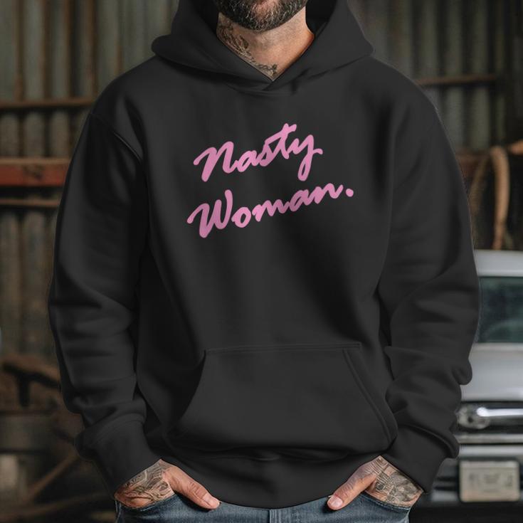 Nasty Woman Pink Script Hillary Clinton Hoodie Gifts for Her