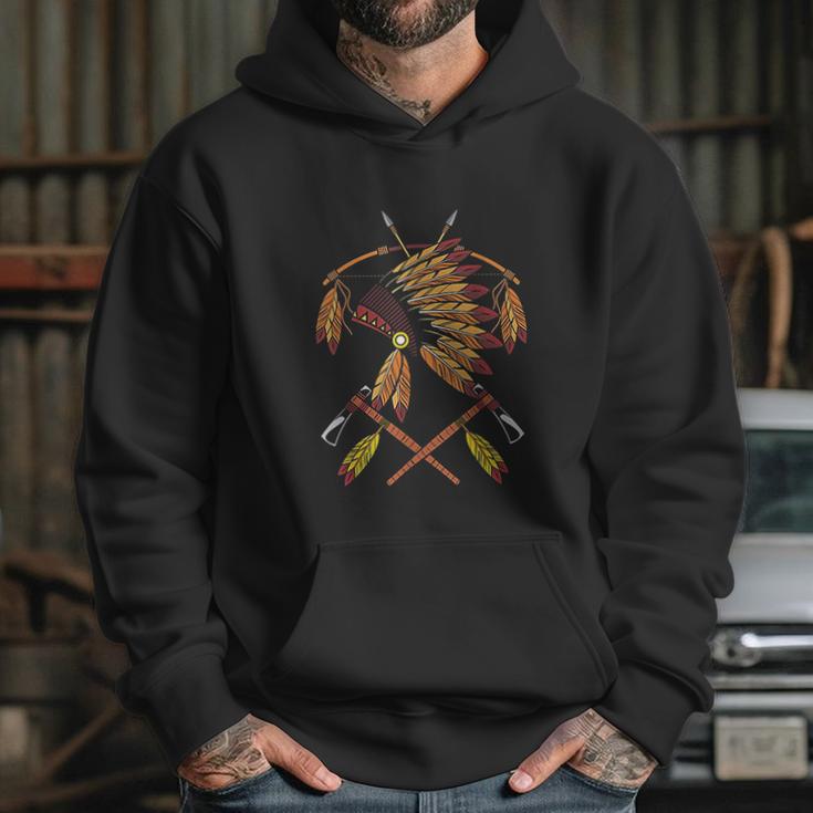 Native American War Bonnet Bow Arrows Feathers And Tomahawk Hoodie Gifts for Her