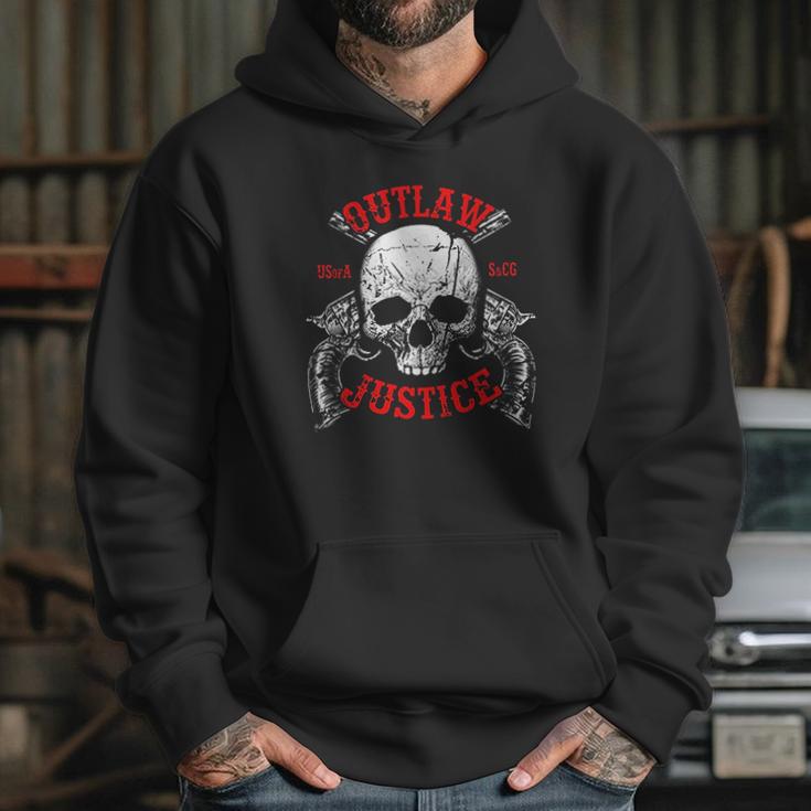 Outlaw Justice With Skull And Pistols Hoodie Gifts for Her