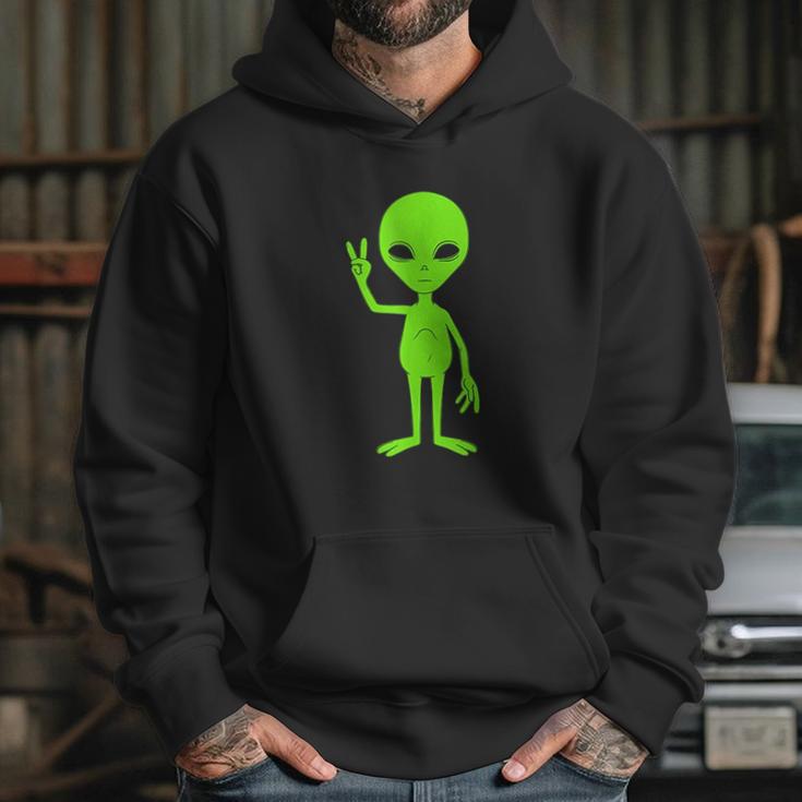 We Come In Peach Sign Hippie Green Alien Ufo Martian Hoodie Gifts for Her