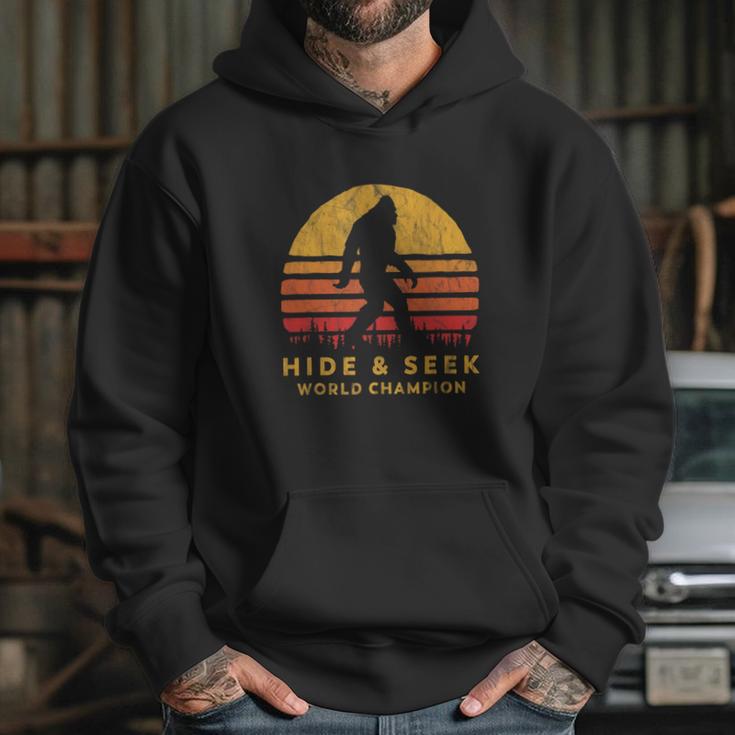 Retro Hide And Seek World Champ Bigfoot Sun Believe Hoodie Gifts for Her