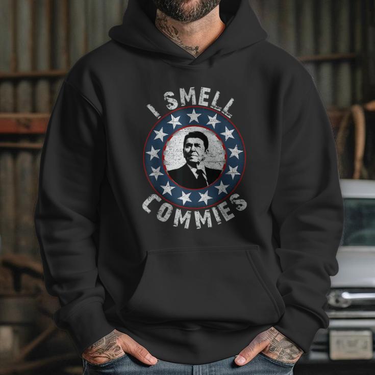 Ronald Reagan I Smell Commies Retro Vintage Political Humor Hoodie Gifts for Her