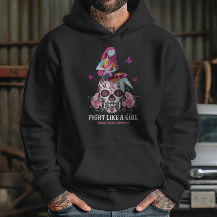 Sally Fight Like A Girl Breast Cancer Awareness Sugar Skull Shirt Hoodie Gifts for Her