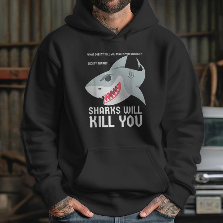 Sharks Will Kill You Funny Fun Emoji Stuff Gift Hoodie Gifts for Her