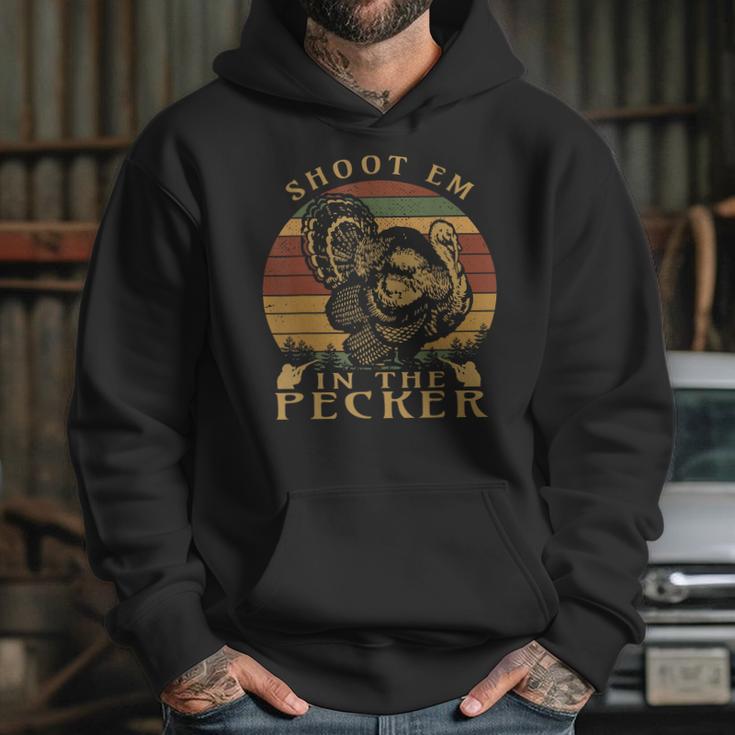 Shoot Em In The Pecker Funny Turkey Hunting T-Shirt Hoodie Gifts for Her