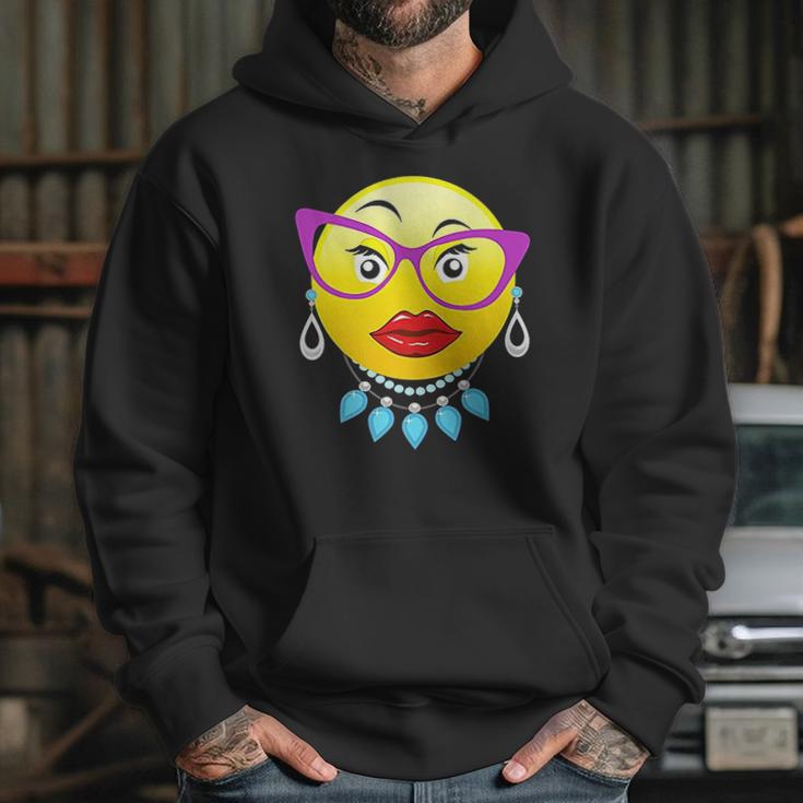 Smiling Emojis Lady Bling Face Glasses Costume Hoodie Gifts for Her