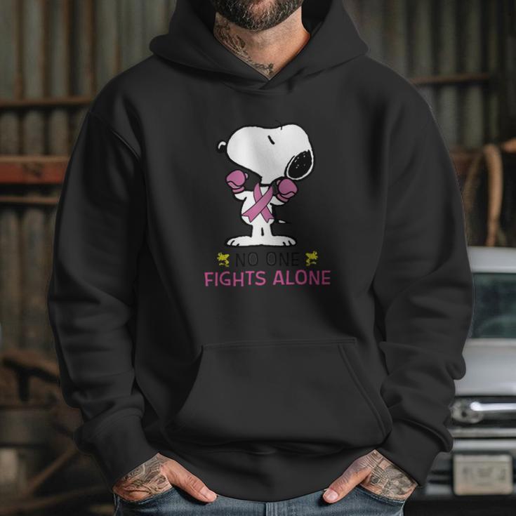 Snoopy No One Fights Alone Breast Cancer Awareness Shirt Hoodie Gifts for Her