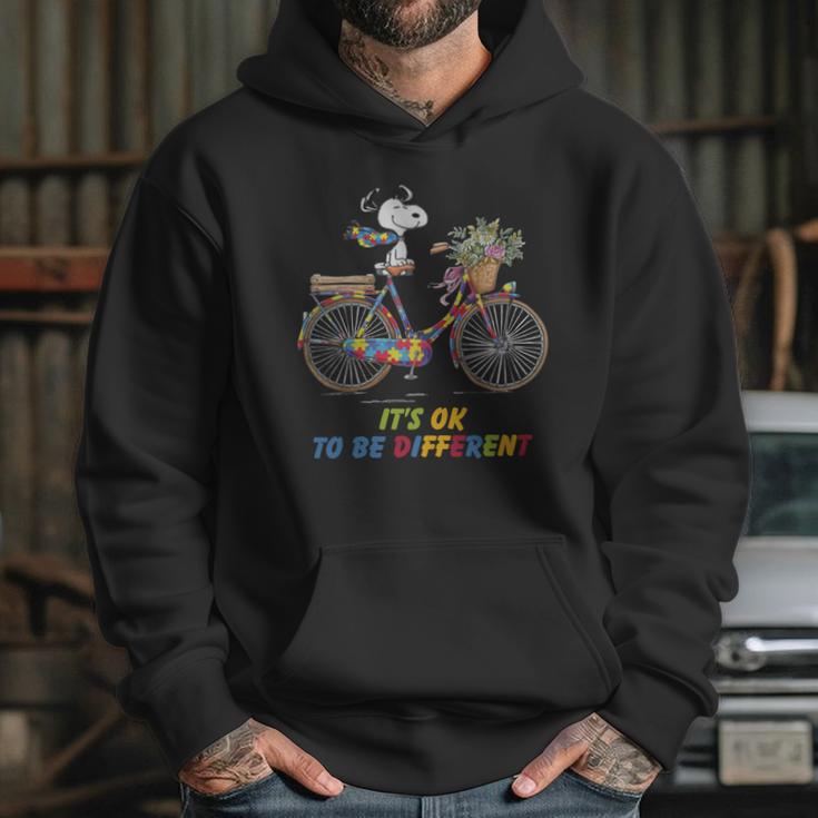 Snoopy Riding Bike It’S Ok To Be Different Autism Shirt Hoodie Gifts for Her