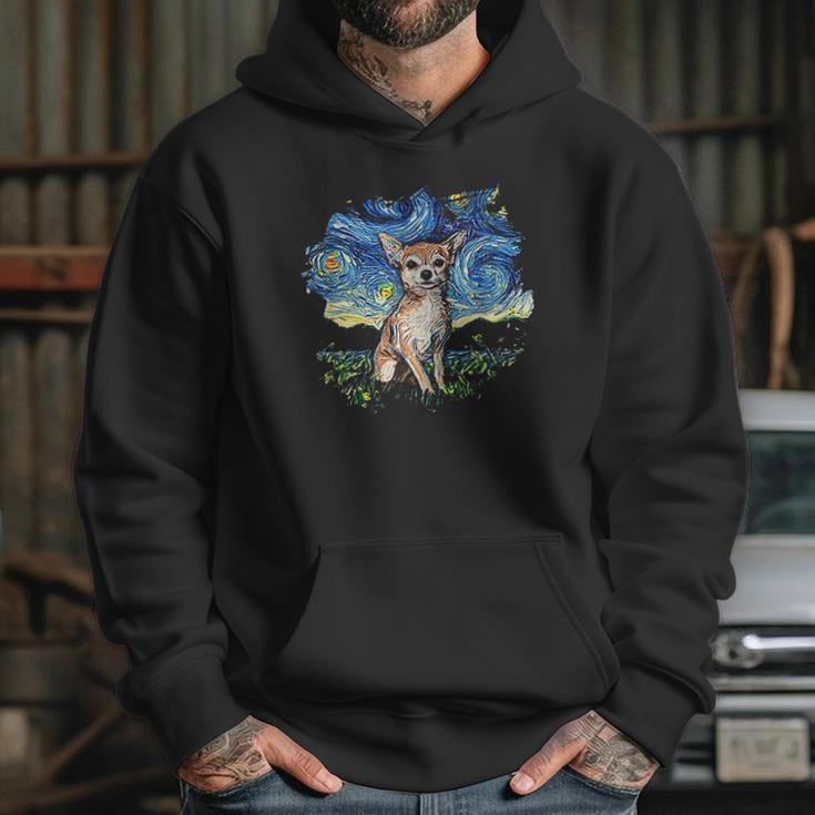 Tan Chihuahua Starry Night Impressionist Dog Art Hoodie Gifts for Her