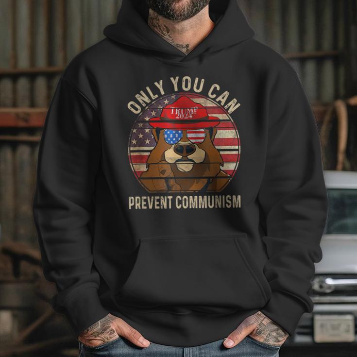 Trump Bear 45 47 Maga 2024 Only You Can Prevent Communism Hoodie Gifts for Her