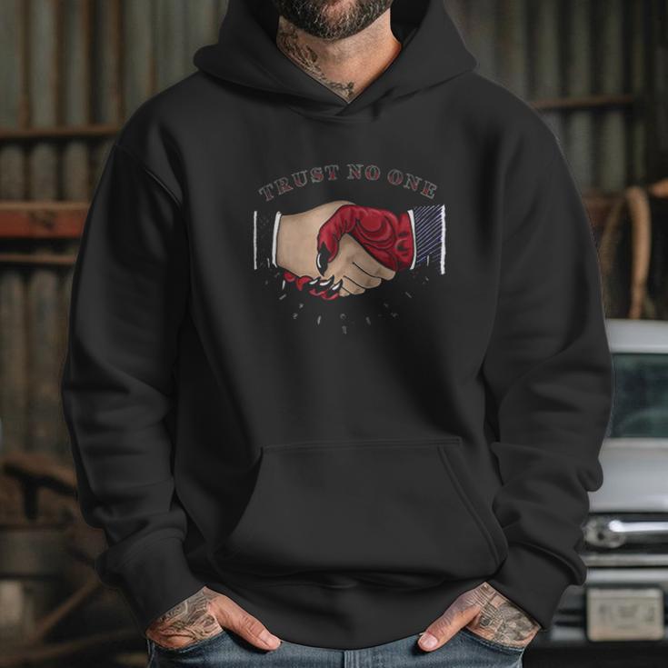 Trust No One American Traditional Tattoo Handshake Hoodie Gifts for Her