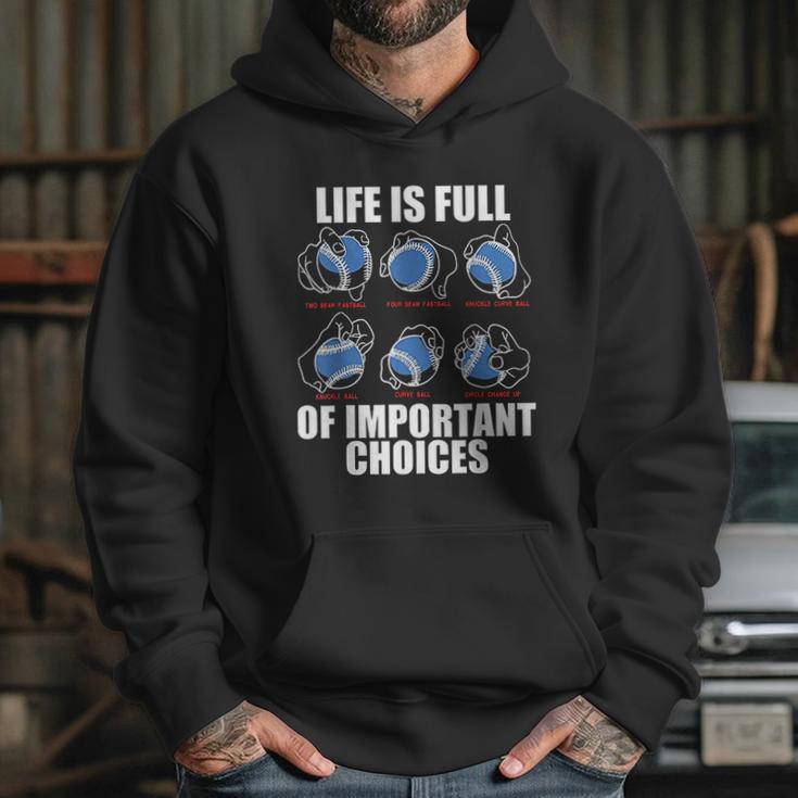 Types Of Baseball Pitches Life Choices Pitcher Player Hoodie Gifts for Her