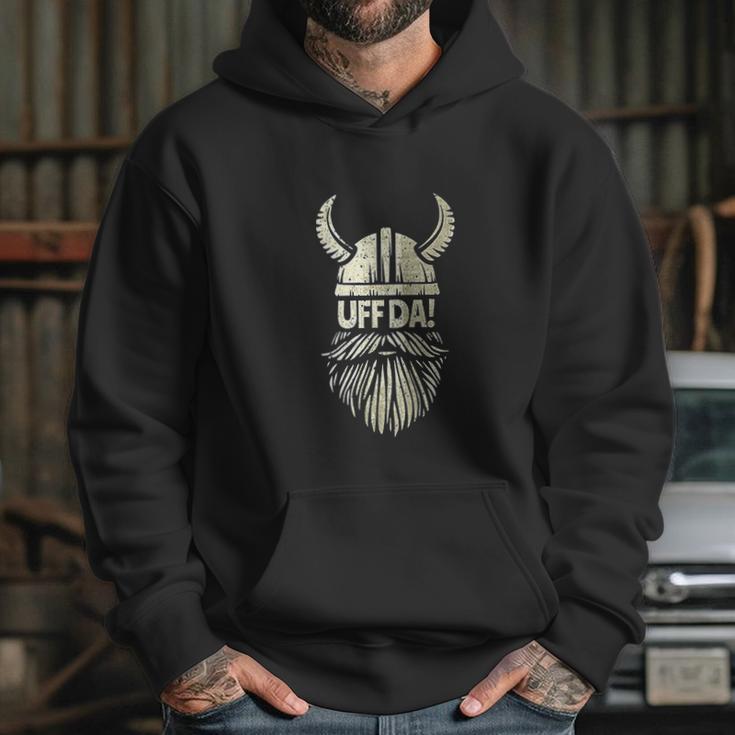 Uff Da Norwegian Quote Scandinavian Viking Helmet Beard Man Hoodie Gifts for Her