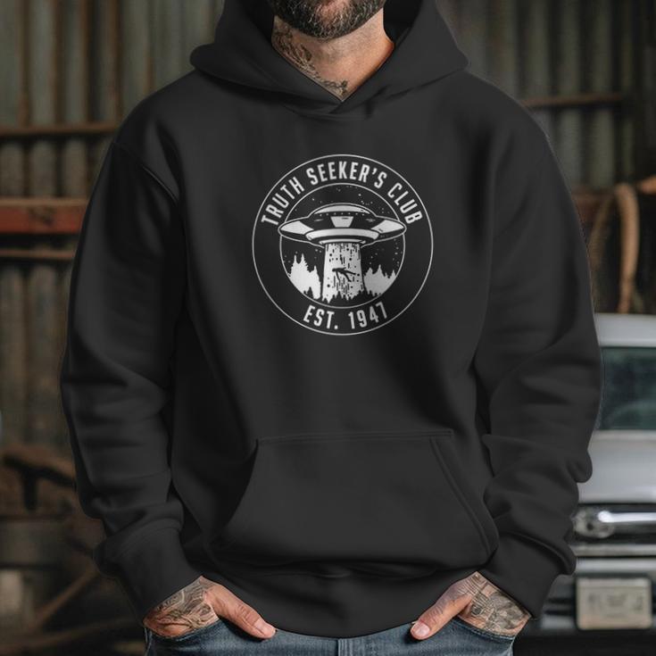 Ufo Truth Seekers Club Alien Abduction Flying Saucer Beam Area 51 Graphic Hoodie Gifts for Her