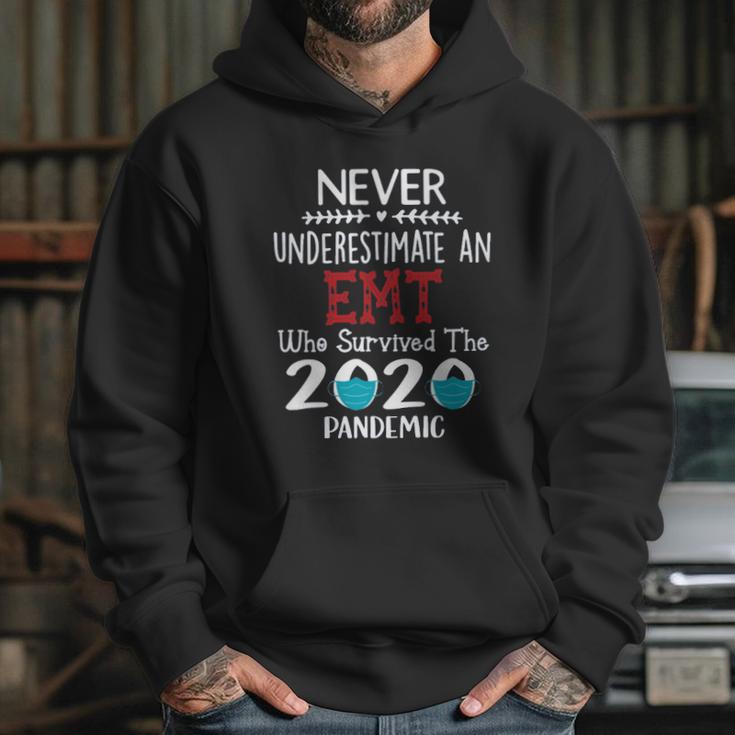 Never Underestimate Who Survived The Pandemic Emt Hoodie Gifts for Her