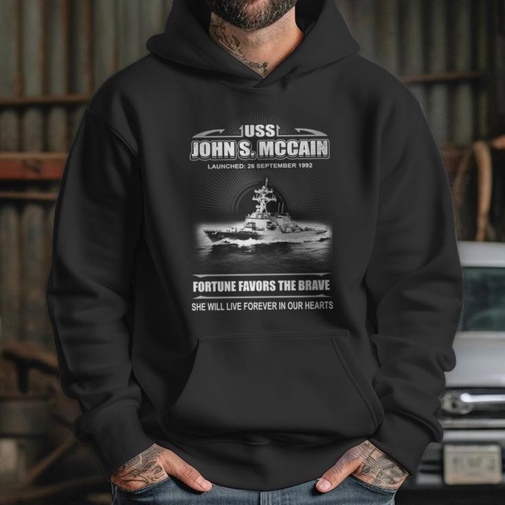 Uss John S Mccain Fortune Favors The Brave She Will Live Forever Our Hearts Hoodie Gifts for Her