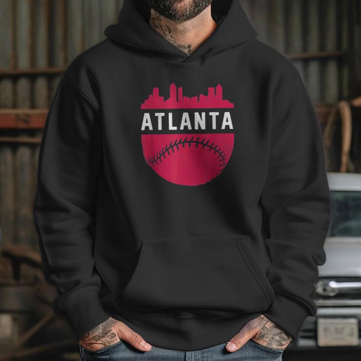 Vintage Downtown Atlanta Georgia Skyline Baseball Hoodie Gifts for Her