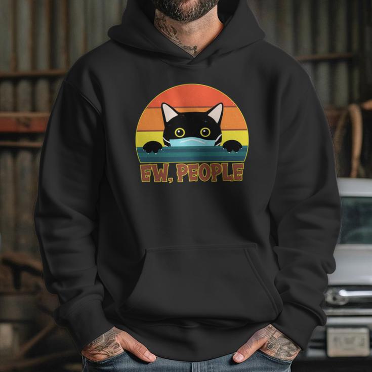 Vintage Ew People Social Distancing Mask Cat Graphic Design Printed Casual Daily Basic Hoodie Gifts for Her