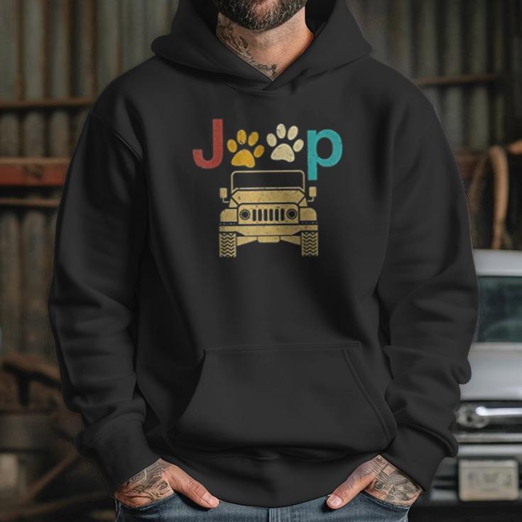 Vintage Jeeps Retro 70S Sunset Paws Print Dog Cat Lover Gift Hoodie Gifts for Her