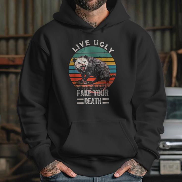 Vintage Live Ugly Fake Your Death Opossum Funny Hoodie Gifts for Her