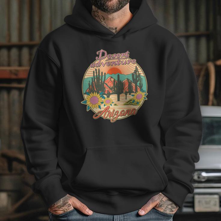 Vintage Retro Travel Arizona Desert Adventure Emblem Hoodie Gifts for Her